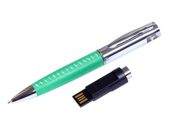 USB 2.0- флешка на 64 Гб в виде ручки с мини чипом, зеленый/серебристый