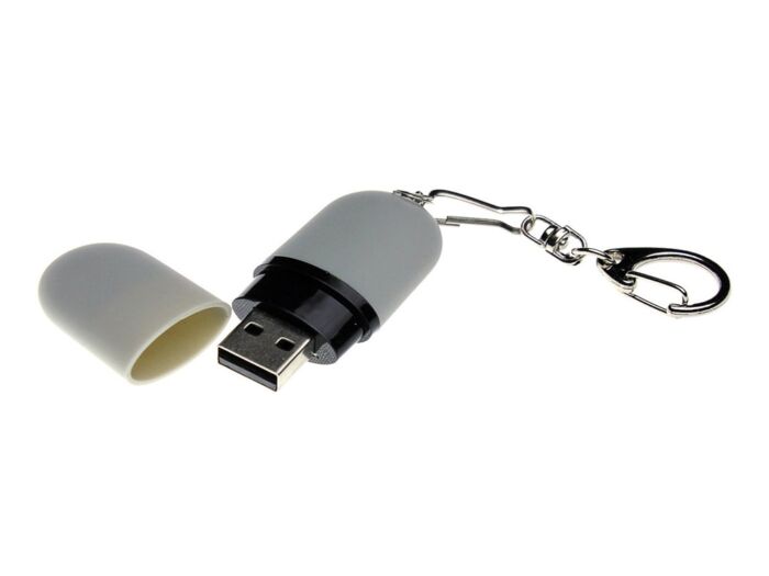 USB 3.0- флешка Goutte Soft-touch на 16 Гб каплевидной формы, серый