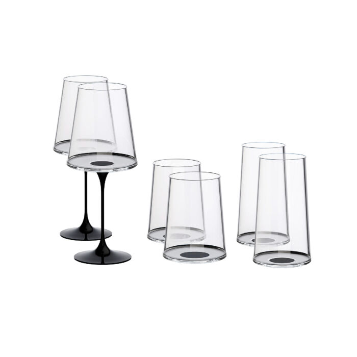 Хрустальный бокал для белого вина на магните Trebonn SplitGlass, 2 шт, 280 мл, черный